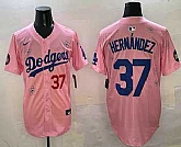 Men's Los Angeles Dodgers #37 Teoscar Hernandez Pink 2025 Tokyo Series Limited Jersey,baseball caps,new era cap wholesale,wholesale hats